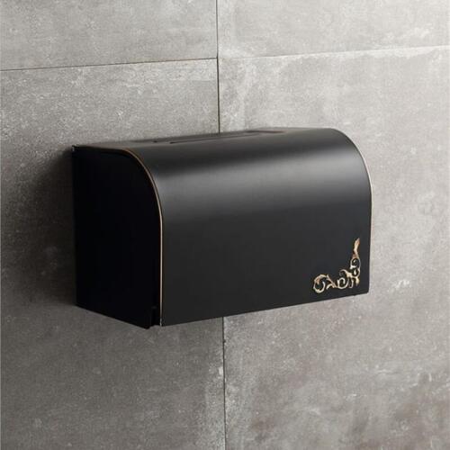 European Toilet Tissue Box Space Aluminum Black Lengthen Hand Towel Tray Waterproof Toilet Tray Bathroom Paper Holder