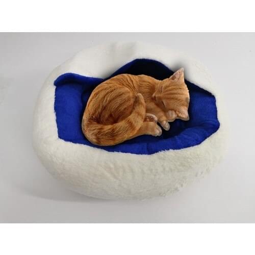 Purple Shopping Roofed Doughnut-Shaped Cat Bed-White