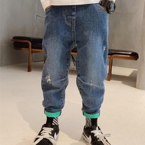 Retail 2021 autumn cotton pants boys spring jeans kids stylish fashion trousers pencil pants rouses infants median leggings