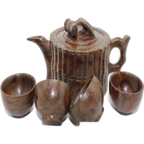 Chinese kung fu tea with natural Medical stone teapot and tea cup A set