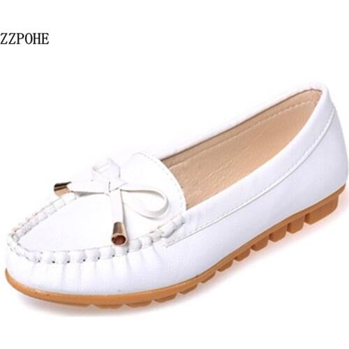 Leather Flat Shoes Spring Autumn Fashion Slip On Women Flats Soft Comfortable Womens Grandmother Shoes Female flat heels shoes