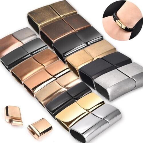 2pcs Stainless Steel Magnetic Clasps fit 12*6 mm Flat Leather Cord DIY Leather Bracelet Connector Buckle Jewelry Making Findings