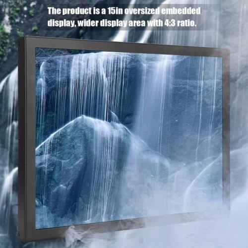 Monitor 15in TFT 4:3 Display 1024x768 Embedded Industrial Monitor HDMI/VGA/AV/BNC/USB (100-240V)