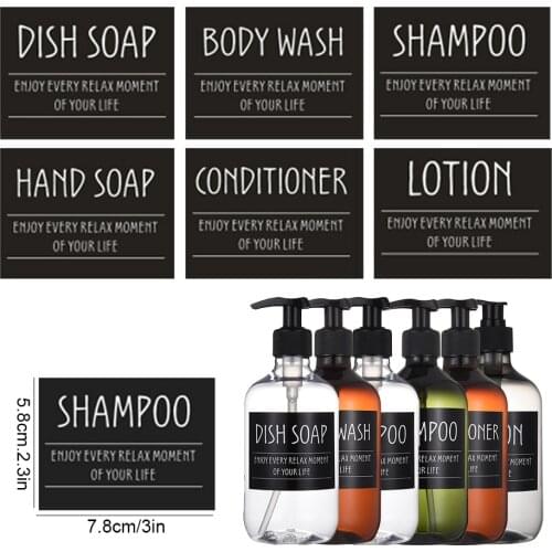 6PCS Labels Stickers for Soap Dispenser Bottles Lotion Shampoo Conditioner Pre-printed Stickers Kitchen Bathroom Labels