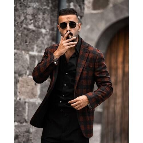 2020 Newest Mens Suits Wool Blend Notched Lapel Costume Homme Smart Suit Men Slim Fit Custom Made
