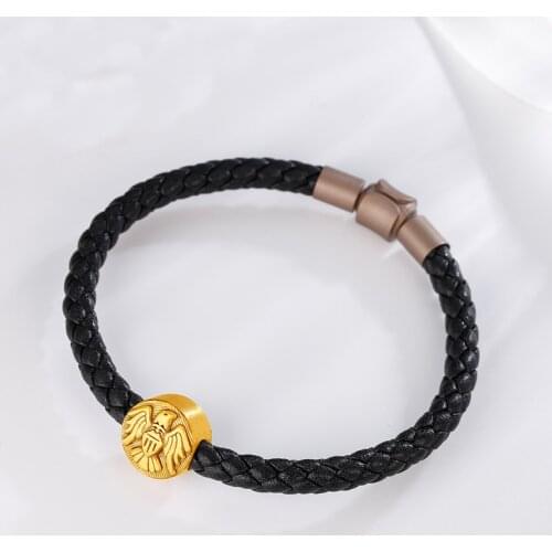 New Arrival Pure 24K Yellow Gold Bracelet Women 3D 999 Gold Eagle Bracelet