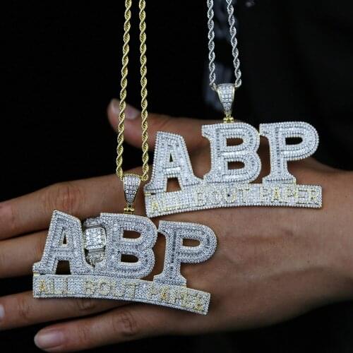 New arrived Men Large big Letter charm Pendant with 5A Full zircon Paved Heavy Long Necklace with Rope chain hip hop Jewelry