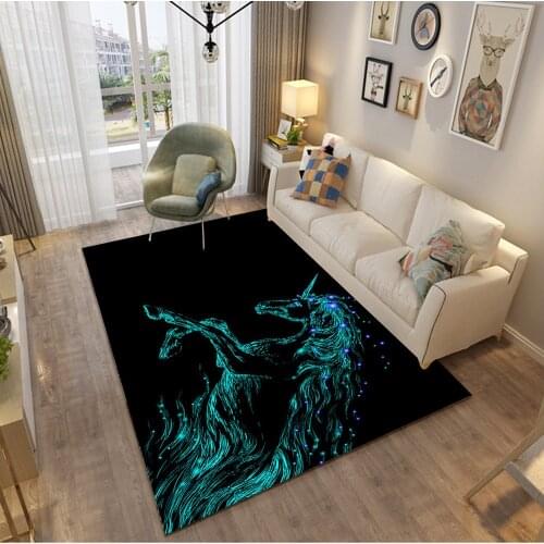 New 3D Unicorn Printed Carpet Cartoon Child Game Area Rug Kids Play Mat Soft Flannel Girl Room Gamer Big Carpets for Living Room