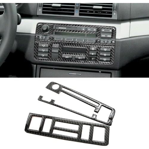 For BMW 3 series E46 1998 1999 2000 2001 2002 2003 2004 2005 Car Carbon Fiber Center Control Dashboard Panel Air Vent Cover Trim