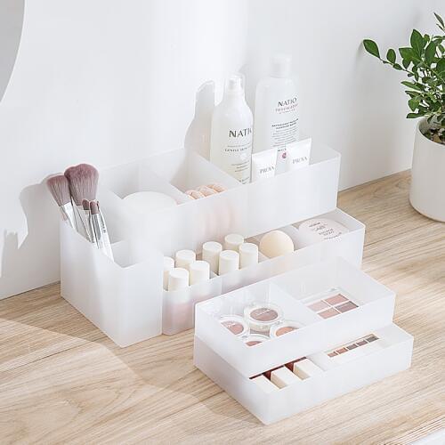 Durable Adjustable Drawer Storage Box Sundries Jewelry Storage Container Box Cosmetics Skin Care Plastic Storage Drawer Case