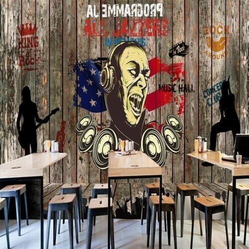 Drop Shipping Custom Photo Wallpaper Custom Europe American Retro Wood Rock KTV Background Wall Mural Entertainment Wallpaper