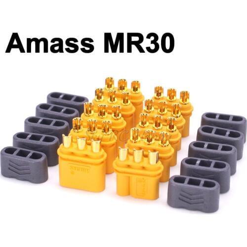 Amass MR30 Connector Plug Female and Male Connector Plugs Gold Plated Upgrated of XT30 Connector For RC Battery Part Accessories