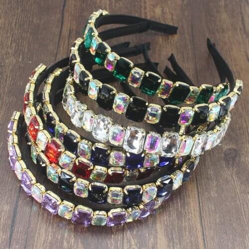 Baroque Luxury AB Multicolor Sparkly Crystal Rhinestone Headband Vintage Metal Headdress Fashion Hair Wedding Accessories