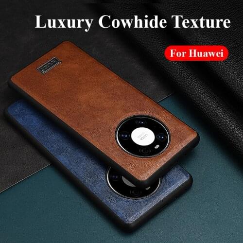 Vintage Luxury Cowhide Phone Case For Huawei Mate 40 Pro Ultra-thin Leather Comfortable Case For Huawei Mate 40 Rs Cover Coque