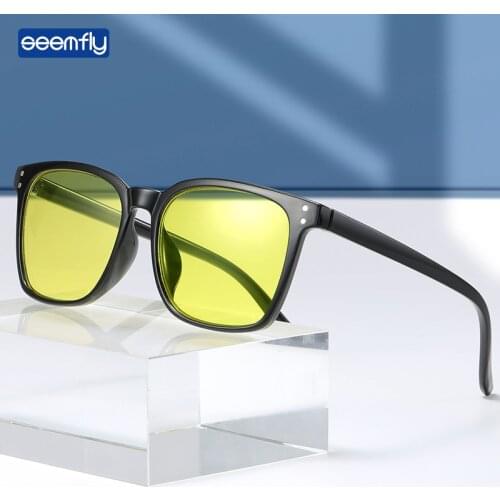 Seemfly Night Vision Anti Blue Light Sunglasses Street Snap Retro Color Changing Lens Sunshades UV400 Sun Glasses For Men Women