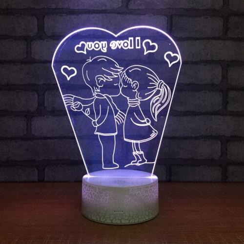 7 Colors Changing led 3D Illusion Lover Kiss Nightlight 3d Visual Led Touch Usb Table Lamp Baby Sleep Lighting Bedroom Decor