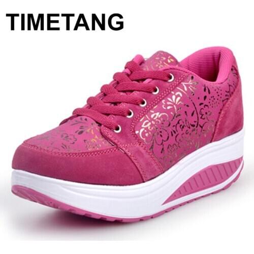 TIMETANGQuality Fuax Suede Wedges Shoes for Women2021Spring Autumn Floral Flat PlatformShoes Woman Sneakers Creepers Walkinge799