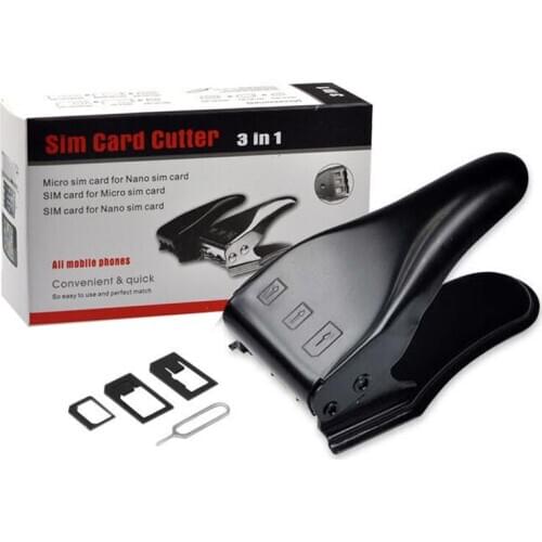 Universal 3 in 1 Micro Sim Card Cutter Multi-function Smart Phone Accessories Micro-Standard Sim Adapters for Cellphones, Black