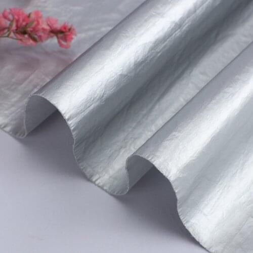 Wind Proof Waterproof 70D Bronzing Silver Coated Nylon Fabric Bright Surface PU Film For Windbreaker