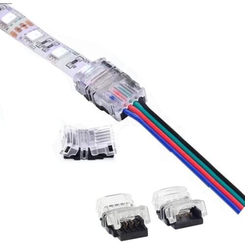 20x Waterproof Epoxy 10mm Wide RGB5050 Waterproof LED Light Strip Welding Free Quick Connector Buckle Docking 4P