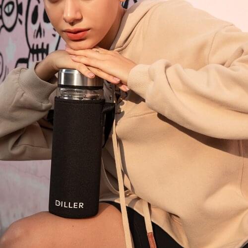 High Quanlity Double Glass Tea Coffee Bottle Cup Infuser Wall With Lid