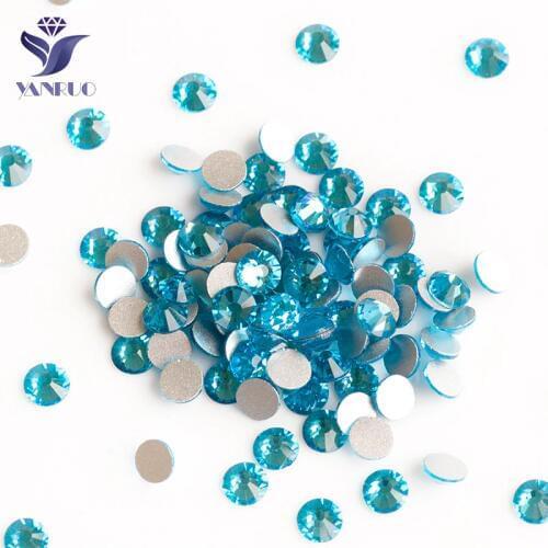 YANRUO 2058NoHF Aquamarine Flat Back Rhinestones Non Hot Fix Strass Crystal Glass Stones Nails Art Glue On Stone For Clothes