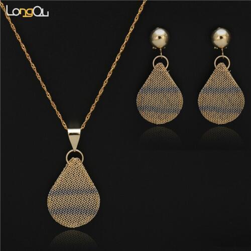 Wedding Women Jewelry Sets 2018 Fashion Decorative pattern Pendant Flower Statement Necklace and Earring Set Party Accessories