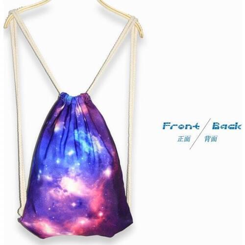 1 piece womens daypacks printing bag for beach mochila feminina harajuku drawstring travel bag mens galaxy mustache