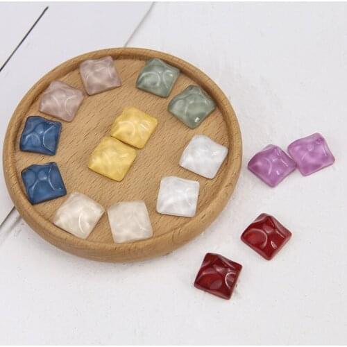 10psc Korean fashion Square Earrings Concave Convex Water Ripple Wave Resin Pendant Patch Earrings For Women Jewelry Accessories