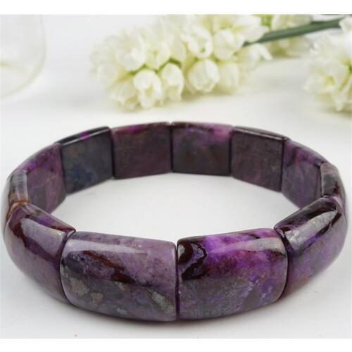 18*15*7mm Genuine Natural Purple Sugilite Gems Stone Rectangle Beads Fashion Jewelry Charm Stretch Women Bangle Bracelets