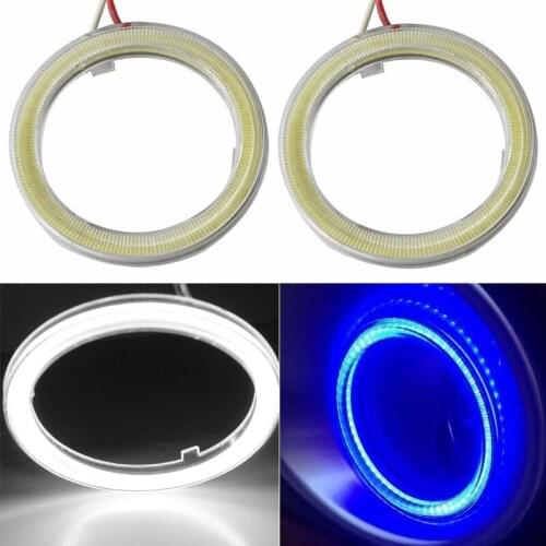 2Pairs 90mm COB LED Angel Eyes Halo Ring COB Chip Headlight 66 SMD Light Daytime Running Lights with Cover Lampshades Brightness