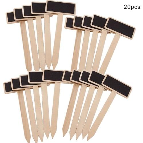 20 Pcs Creative Blackboard Nursery Plant Label T-Type Wooden Gardening Marker Seeds Identifier Garden Stakes Gardening Tags