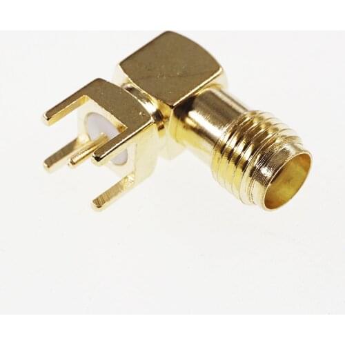 20pcs SMA Connector Jack Female Socket 50 Ohm Through Hole Right Angle Solder PCB Mount Coaxial Connector RF Receptacle