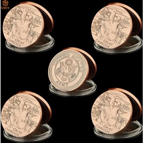 5PCS US Army CH-46 Sea Knight Helicopter Transport Aircraft Military Challenge Commemorative Coin US Freedom Eagle Medal Coin