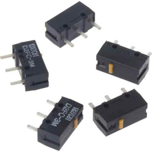 5Pcs Original D2FC-3M 0.74N Yellow Dot Mouse Micro Switch Universal with 7N 10m 20m OF