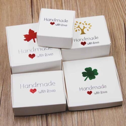 50pc/lot white Handmade gold foil pattern wedding Box black life tree/Maple/heart shape design candy display box kraft paper box