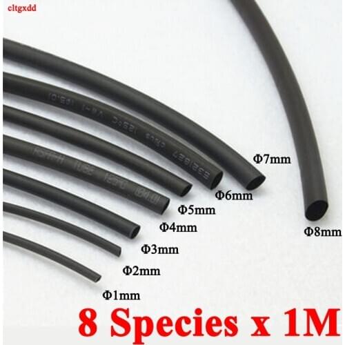 8 meter / lot heat shrink tube 1mm 2mm 3mm 4mm 5mm 6mm 7mm 8mm shrink wrapping heat shrink tube heat shrink tube set