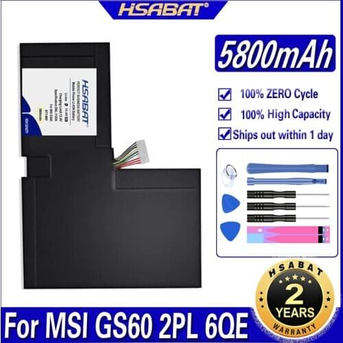 HSABAT BTY-M6F 5800mAh Laptop Battery for MSI GS60 2PL 6QE 2QE 2PE 2QC 2QD 6QC 6QC-257XCN Series MS-16H2 MS-16H4 16H6 Batteries