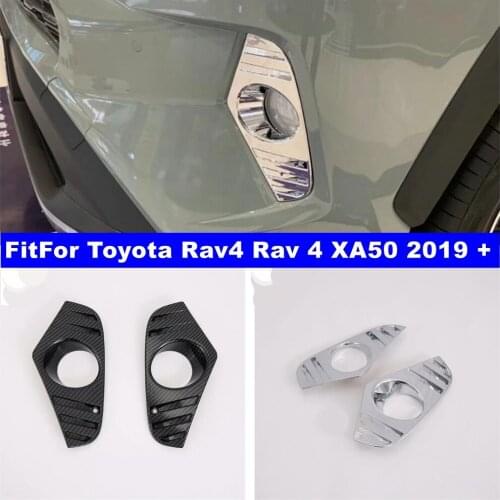Car Accessories Front Head Fog Lights Lamps Frame Cover Trim For TOYOTA RAV4 RAV 4 XA50 2019 2020 2021 Chrome / Carbon Fiber ABS