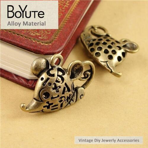 BoYuTe (20 Pieces/Lot) 30*20MM Vintage Hollow Mouse Pendant Antique Bronze Plated Zinc Alloy Materials Charms for Jewelry Making