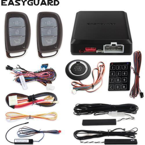 EASYGUARD hopping code PKE car alarm kit with keyless entry remote engine start & keyless go touch password entry for DC12v cars