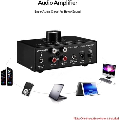 Electronic Audio Amplifier Compact Stereo Amp Preamplifier with RCA Input & Output Jacks 3.5mm Port Volume Control for Speakers