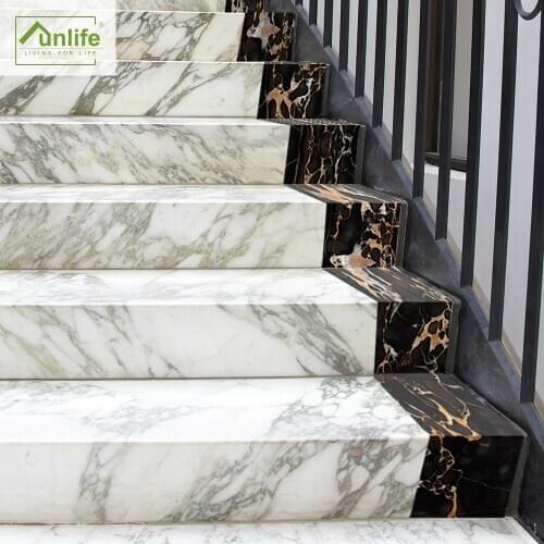 Funlife® Black Marble Wall Border Easy to Clean Self-Adhesive Removable Living Room TV Background Diamond Marble Mosaic Bathroom