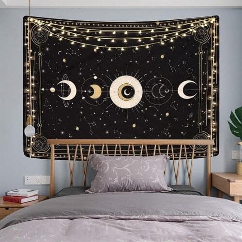 Moon Phase Tapestry,Starry Sky Tarot Card Tapestry Wall Hangings,Retro Tapestries Wall Art for Bedroom,150X200 CM