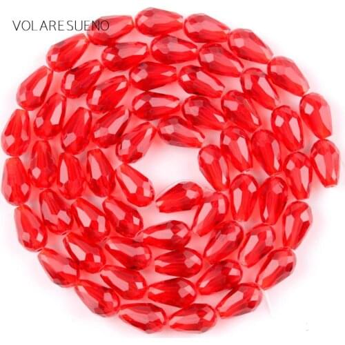 Faceted Teardrop Red Austrian Crystal Loose Beads 15” Strand Pick 8x11mm Spacer Beads For Charm Bracelte Necklace Jewelry Making