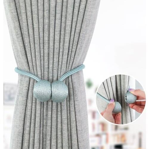 Magnetic Curtain Tiebacks Decorative Curtain Holdback Strong Magnetic Curtain Holder Clips Ball Convenient Curtain Tie Rope