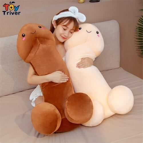 Cute Long Black Penis Plush Toy Triver Stuffed Doll Pillow Cushion Funny Sexy Adult Toys Girlfriend Boyfriend Gift Home Decor