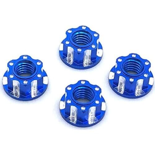 New 4pcs/set Metal Self-locking Nuts M4 Carved Hexagonal Flange Nuts for HSP for D3 D4 1/10 RC Car Accessories Parts