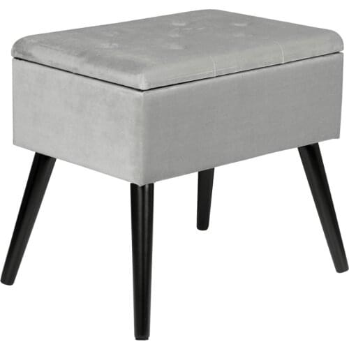 Ottoman Chair Stool Upholstered Footstool Velvet Bench Dressing Table Stool Pouf Couch Stool Wood Legs Removable Cover Storage