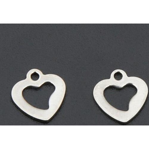 Phenovo 100x Stainless Steel Hollow Heart Pendant Jewelry Making Charms for DIY Necklace Bracelet Earrings Handmade Crafting